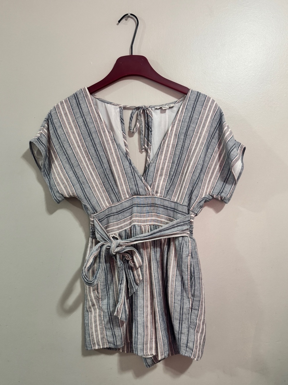 American Eagle Outfitters Striped V-Neck Romper Woman’s Size XS